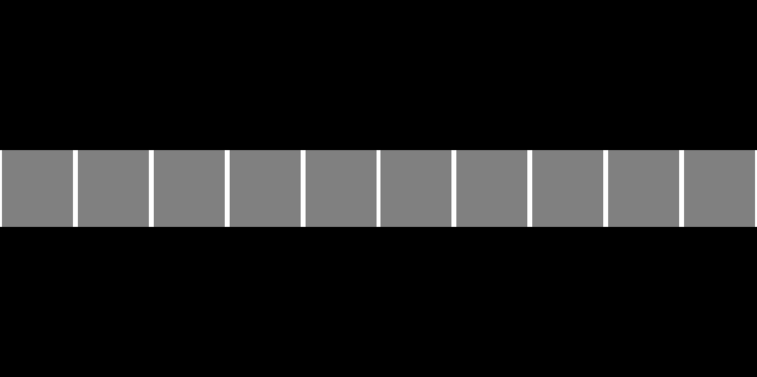 Rendering of a wall perpendicular to and approximately five map units away from the viewer, with the fish eye distortion corrected by adjusting ray distance values.